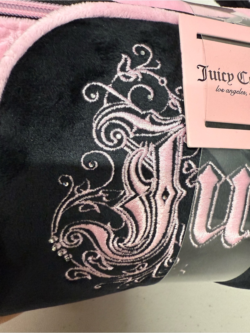 Juicy Couture Pink Cosmetic Case Travel Bags 3D Velour Embroidered Logo - Picture 8 of 13